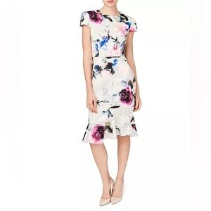 New! Betsey Johnson Floral Print Scuba Midi Dress size 4